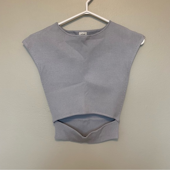 ARITZIA Wilfred Free
Cut-Out Knit Top, Blue - Picture 1 of 4